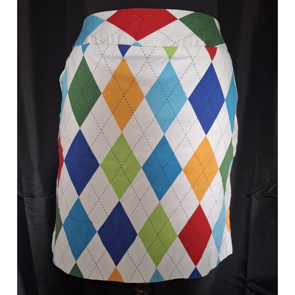 Royal & Awesome Women`s Golf Bright Multi Color Argyle Golf Skirt Sz 8